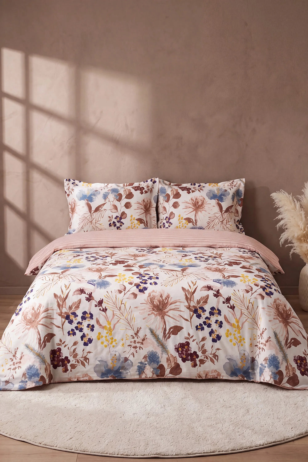 Lily Bej %100 Pamuklu Çift Kişilik Nevresim Takımı - 4 Parça