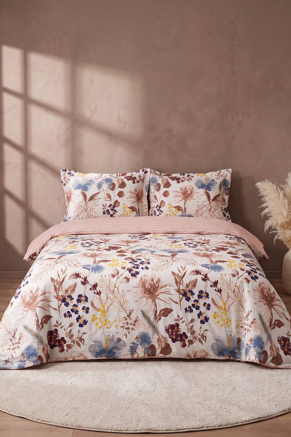 Lily Bej %100 Pamuklu Çift Kişilik Nevresim Takımı - 4 Parça – görsel 2