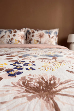Lily Bej %100 Pamuklu Çift Kişilik Nevresim Takımı - 4 Parça