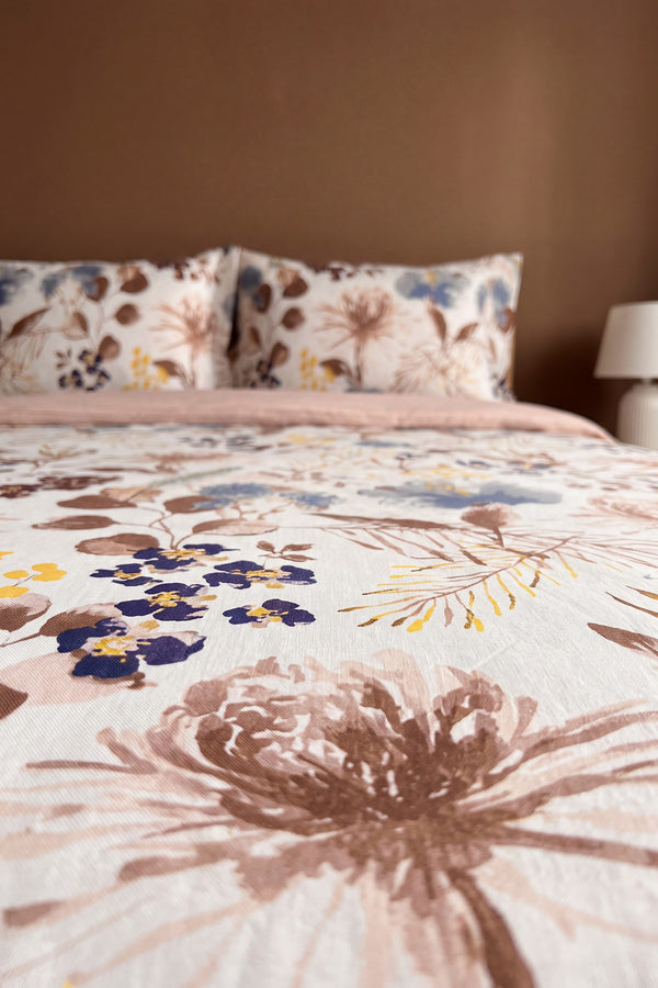 Lily Bej %100 Pamuklu Çift Kişilik Nevresim Takımı - 4 Parça