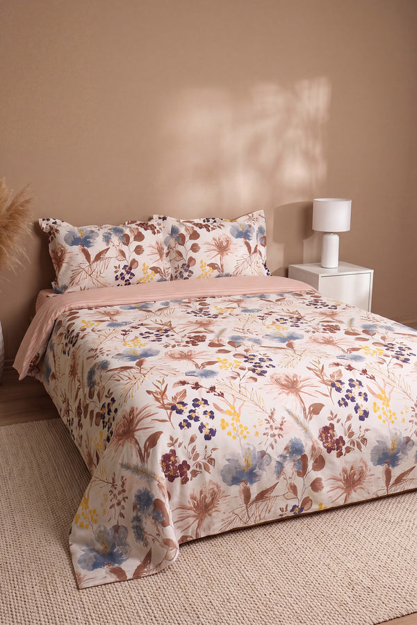 Lily Bej %100 Pamuklu Çift Kişilik Nevresim Takımı - 4 Parça