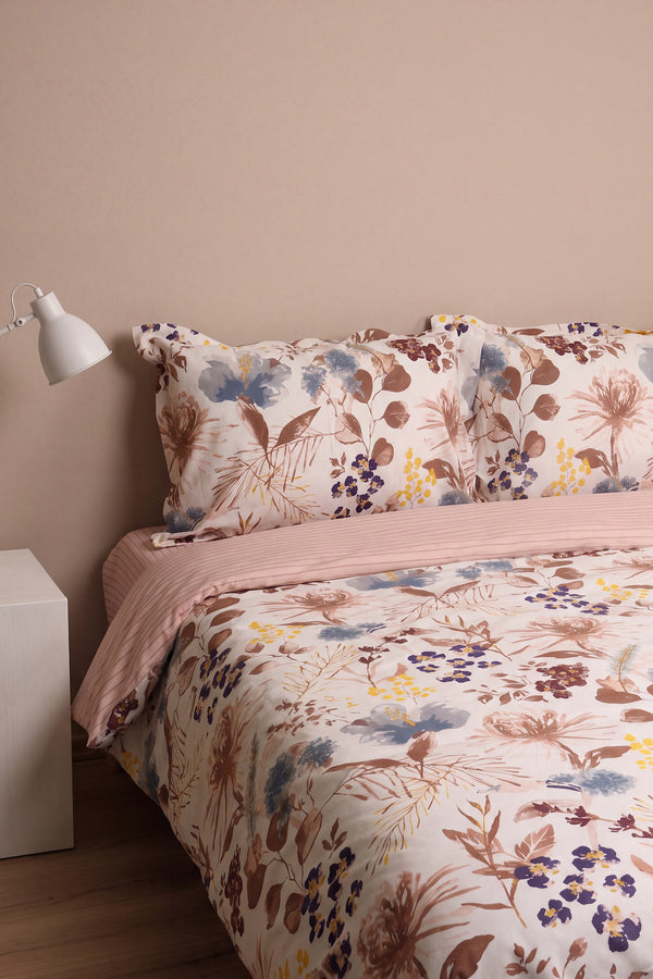 Lily Bej %100 Pamuklu Çift Kişilik Nevresim Takımı - 4 Parça
