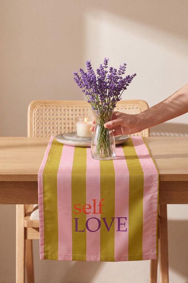 Self Love Baskılı Runner 40x140 cm