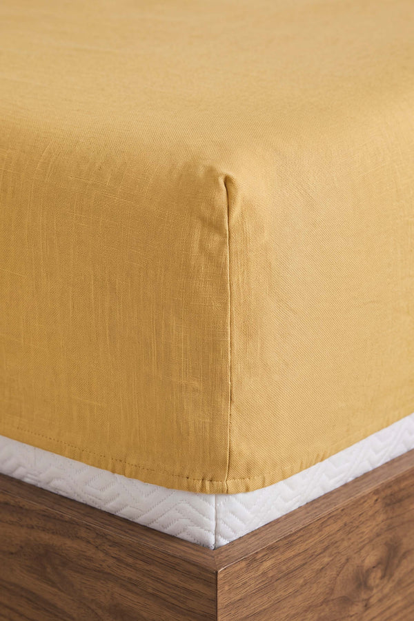 Sarı Çift Kişilik Lastikli Çarşaf Takımı 160x200 cm - 3 Parça