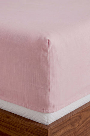 Pudra Pembe Bahar Çift Kişilik Lastikli Çarşaf Takımı 160x200 cm - 3 Parça