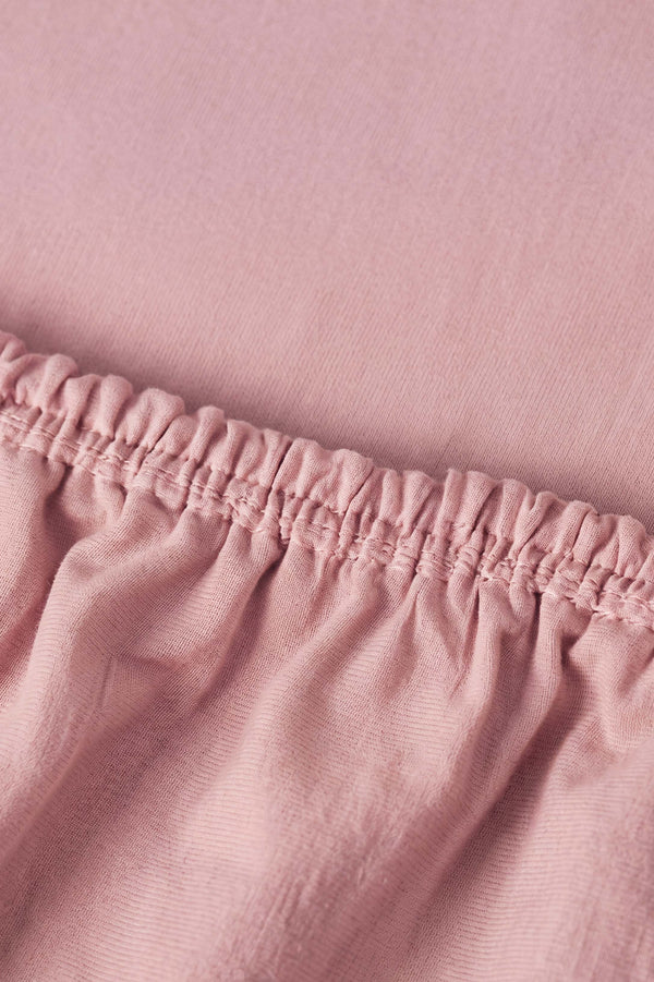 Pudra Pembe Çift Kişilik Lastikli Çarşaf Takımı 160x200 cm - 3 Parça