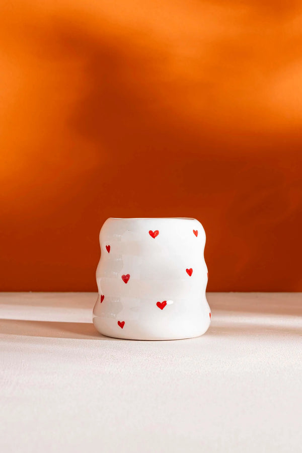 Mini Kalpler Amore El Yapımı Seramik Double Kahve Bardağı Mug Kupa