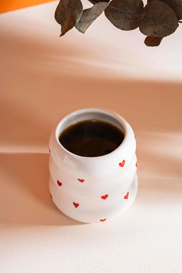 Mini Kalpler Amore El Yapımı Seramik Double Kahve Bardağı Mug Kupa
