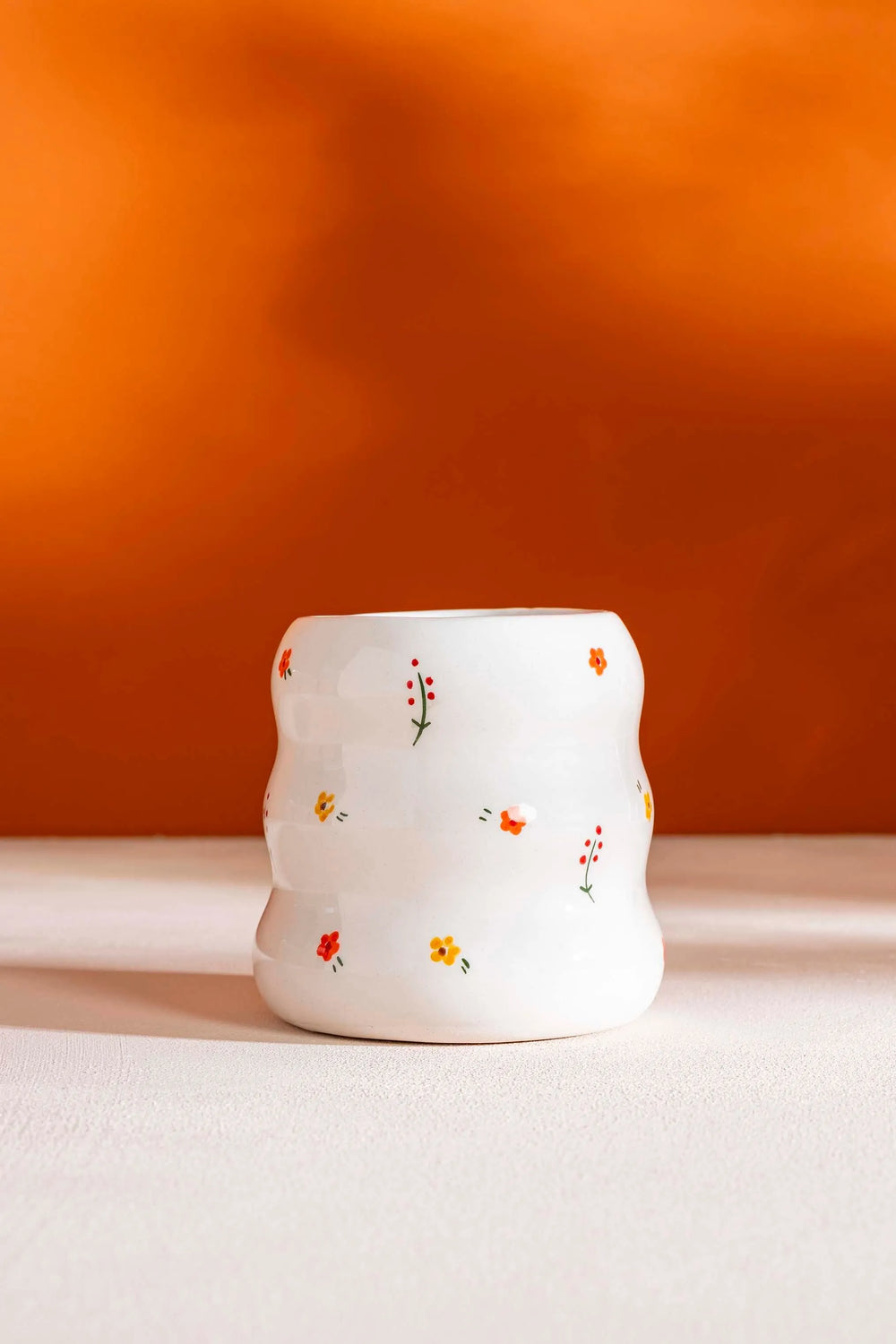 Minimal Çiçekler Amore El Yapımı Seramik Double Kahve Bardağı Mug Kupa