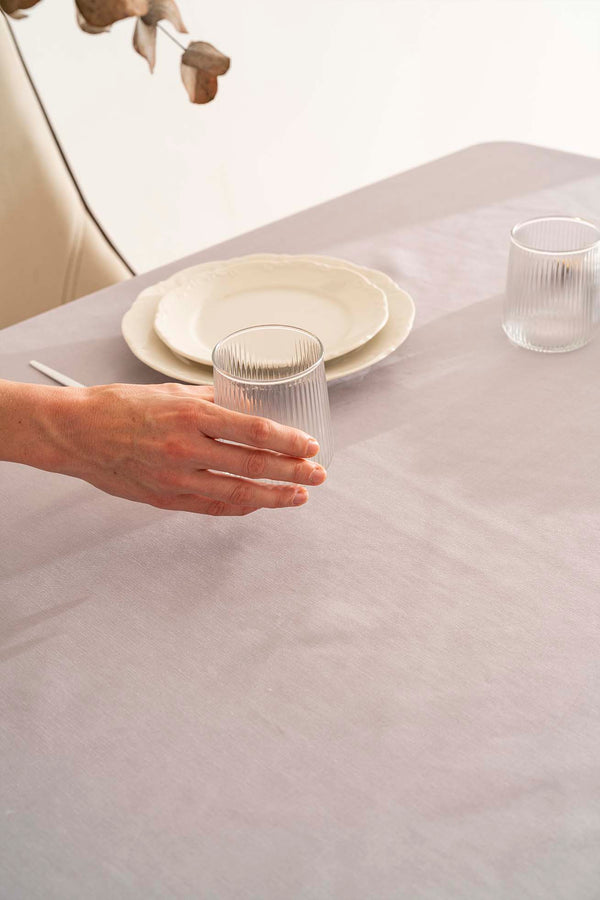 Silvio Gri Güpür Çiçekli Masa Örtüsü 160x220 cm