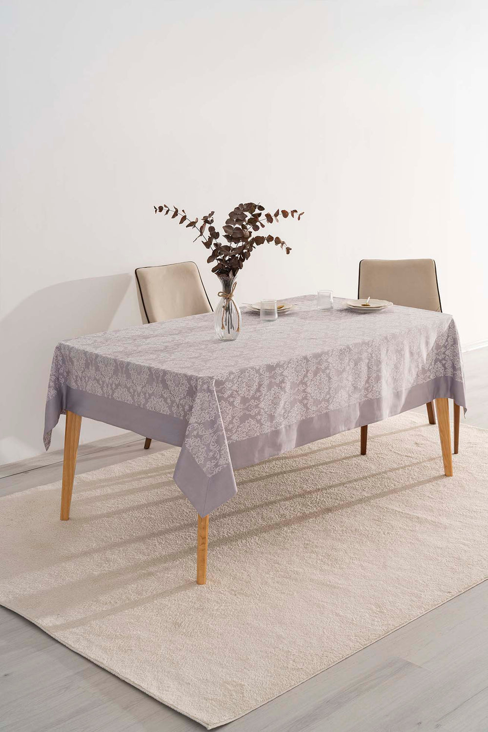 Damascus Gri Masa Örtüsü 160x220 cm