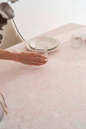 Damascus Pudra Pembe Masa Örtüsü 160x220 cm
