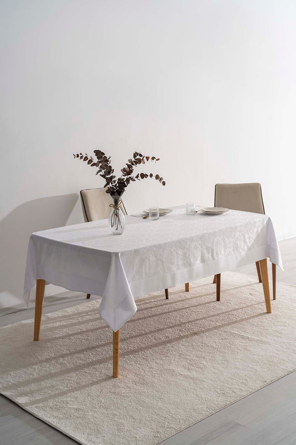 Damascus Beyaz Masa Örtüsü 160x220 cm