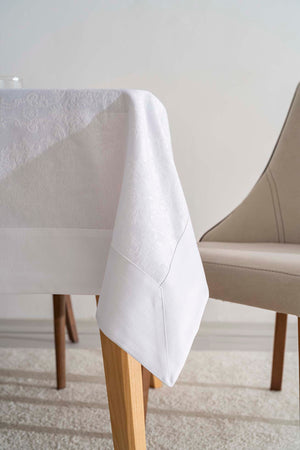 Damascus Beyaz Masa Örtüsü 160x220 cm