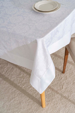 Damascus Beyaz Masa Örtüsü 160x220 cm
