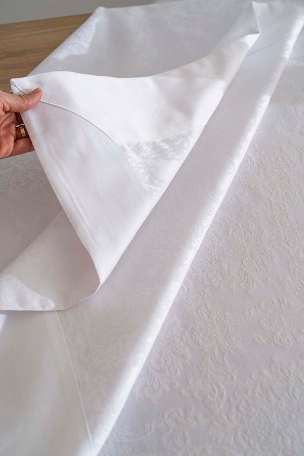 Damascus Beyaz Masa Örtüsü 160x220 cm