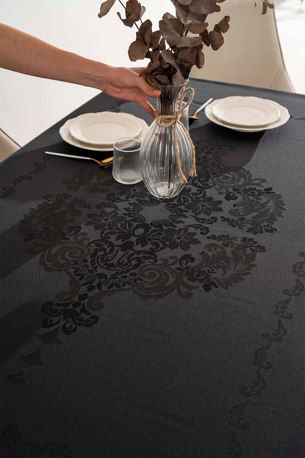 Jumbo Jakar Siyah Sıvı İtici Leke Tutmaz Masa Örtüsü 160x220 cm