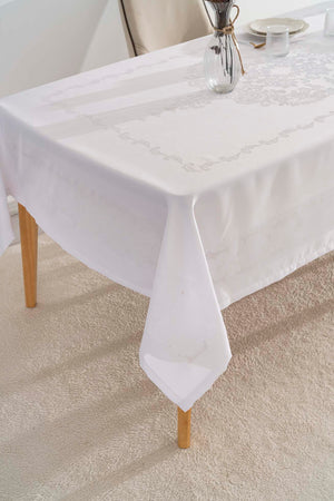Jumbo Jakar Beyaz Sıvı İtici Leke Tutmaz Masa Örtüsü 160x220 cm