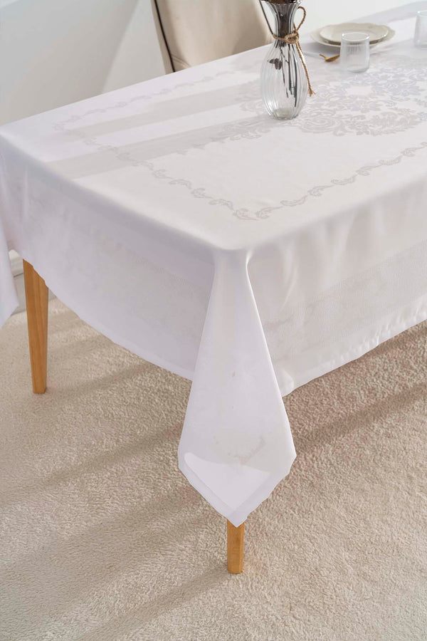 Jumbo Jakar Beyaz Sıvı İtici Leke Tutmaz Masa Örtüsü 160x220 cm