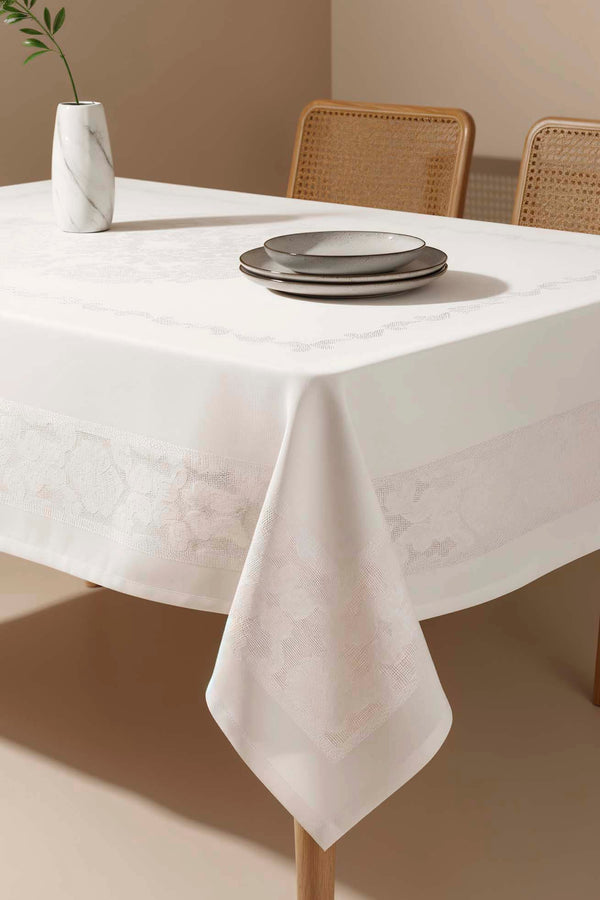 Jumbo Jakar Beyaz Sıvı İtici Leke Tutmaz Masa Örtüsü 160x220 cm