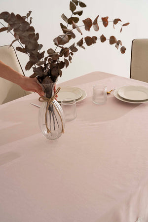 Silvio Pudra Güpür Çiçekli Masa Örtüsü 160x220 cm