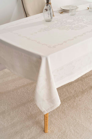 Jumbo Jakar Krem Sıvı İtici Leke Tutmaz Masa Örtüsü 160x220 cm