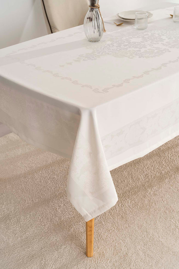Jumbo Jakar Krem Sıvı İtici Leke Tutmaz Masa Örtüsü 160x220 cm