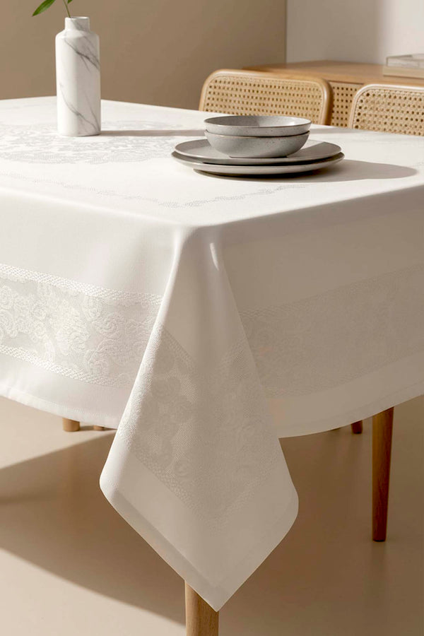 Jumbo Jakar Krem Sıvı İtici Leke Tutmaz Masa Örtüsü 160x220 cm