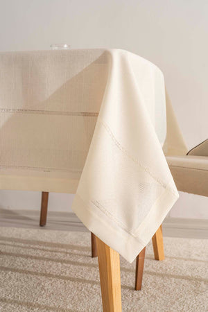 Nora Krem Zarf Köşe Masa Örtüsü 150x220 cm