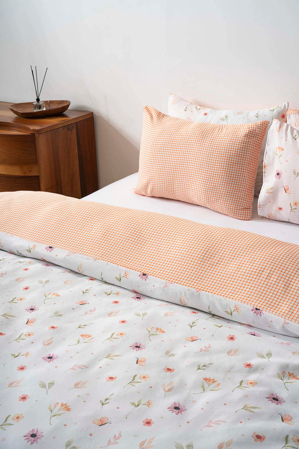 Soft Çiçekli Çift Kişilik Outlet Nevresim Takımı Pamuklu