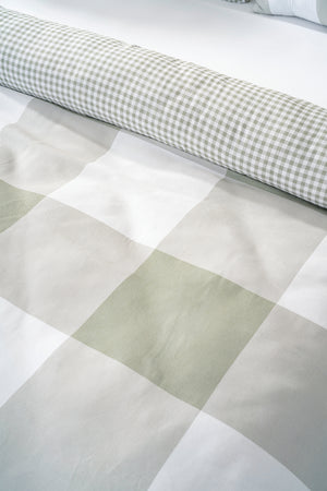 Yeşil Kareli Outlet Çift Kişilik Nevresim Takımı Pamuklu