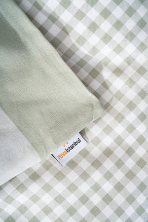 Yeşil Kareli Outlet Çift Kişilik Nevresim Takımı Pamuklu