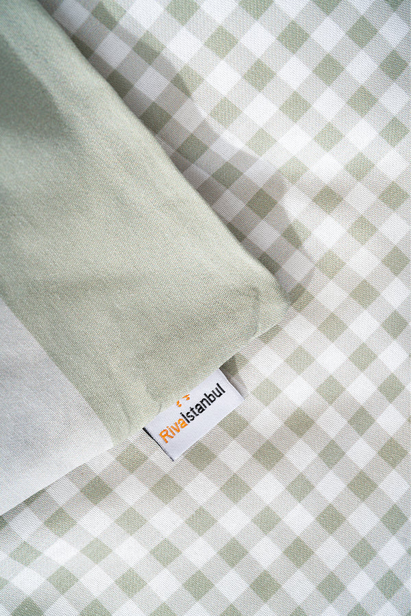 Yeşil Kareli Outlet Çift Kişilik Nevresim Takımı Pamuklu