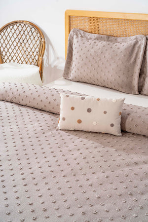 Talya Vizon Punch İşlemeli Çift Kişilik Yatak Örtüsü Takımı 4 Parça Uyku & Çeyiz Seti