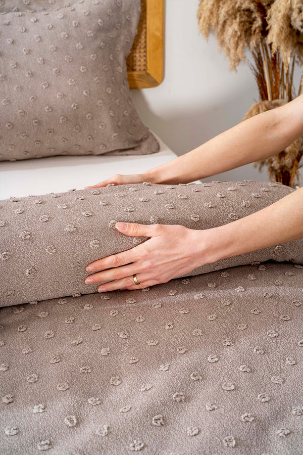 Talya Vizon Punch İşlemeli Çift Kişilik Yatak Örtüsü Takımı 4 Parça Uyku & Çeyiz Seti