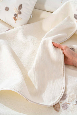 Nova Ekru Punch İşlemeli Çift Kişilik Nevresimli Pike Seti - 8 Parça Çeyiz Seti