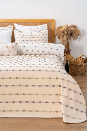 Harmony Krem Çift Kişilik Yatak Örtüsü Seti - 4 Parça Çeyiz Seti