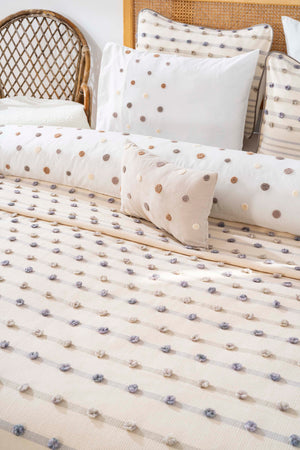 Harmony Krem Çift Kişilik Yatak Örtüsü Seti - 4 Parça Çeyiz Seti