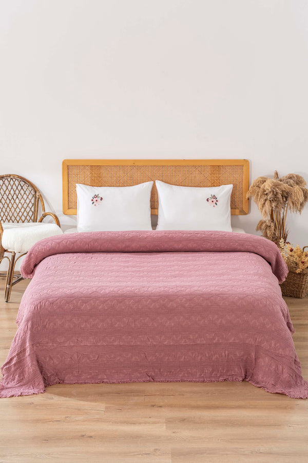 Felix Rose Nakışlı Çift Kişilik Pike Takımı 4 Parça Uyku & Çeyiz Seti