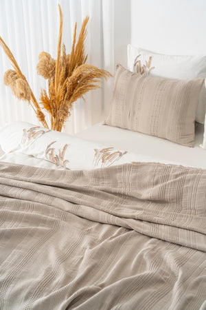 Arya Vizon Nakışlı Çift Kişilik %100 Pamuklu Nevresimli Pike Seti - 7 Parça Çeyiz Seti