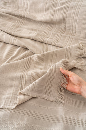 Arya Vizon Nakışlı Çift Kişilik %100 Pamuklu Nevresimli Pike Seti - 7 Parça Çeyiz Seti