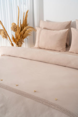 Grace Vizon Güpürlü Çift Kişilik %100 Pamuklu Nevresim Seti - 6 Parça Çeyiz Seti