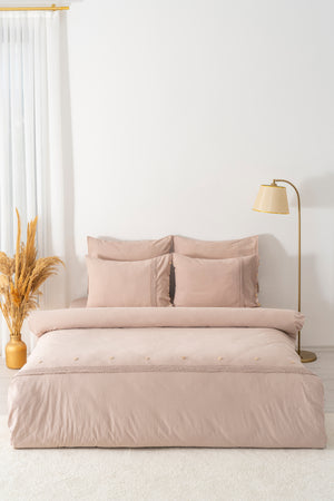 Grace Cappuccino Güpürlü Çift Kişilik %100 Pamuklu Nevresim Seti - 6 Parça Çeyiz Seti