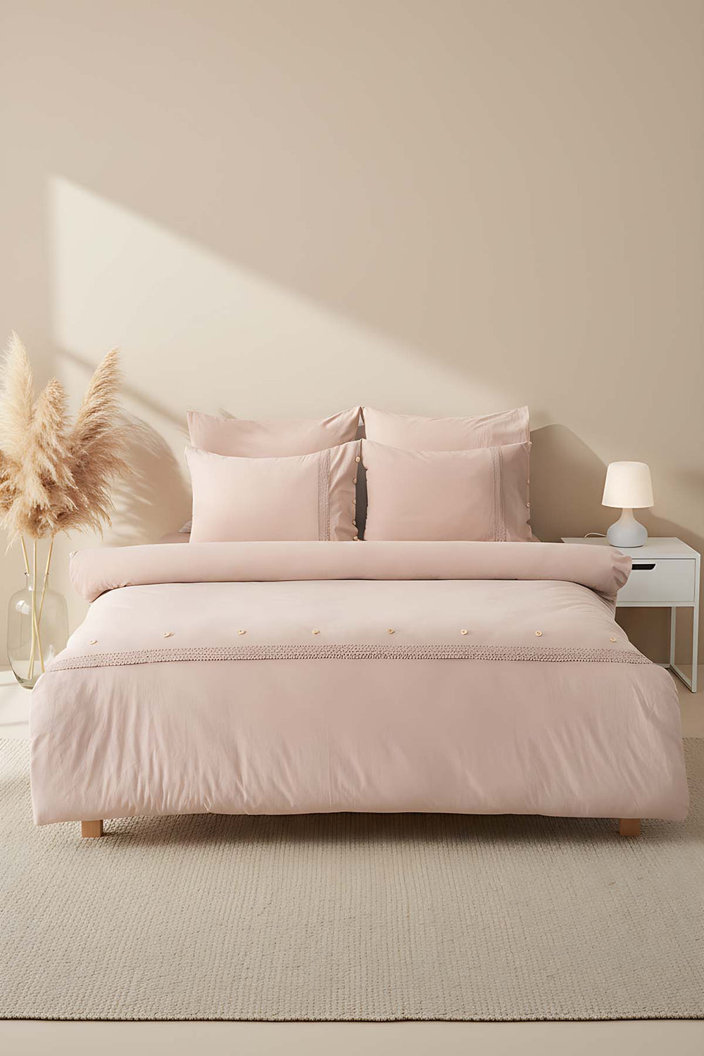 Grace Vizon Güpürlü Çift Kişilik %100 Pamuklu Nevresim Seti - 6 Parça Çeyiz Seti