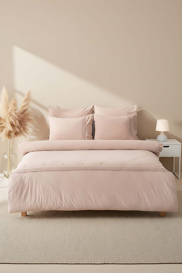 Grace Vizon Güpürlü Çift Kişilik %100 Pamuklu Nevresim Seti - 6 Parça Çeyiz Seti