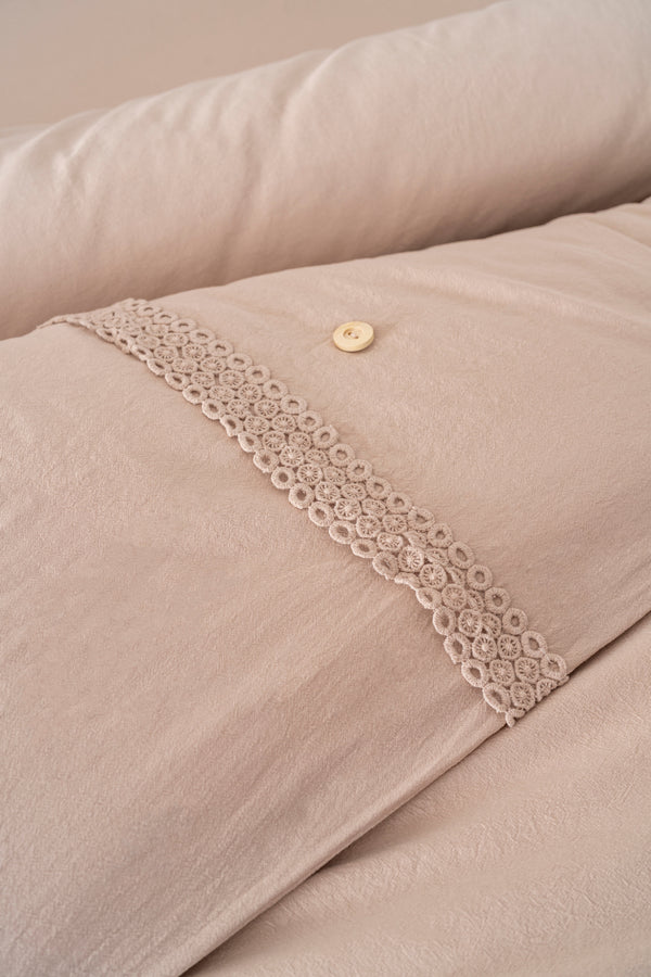 Grace Cappuccino Güpürlü Çift Kişilik %100 Pamuklu Nevresim Seti - 6 Parça Çeyiz Seti