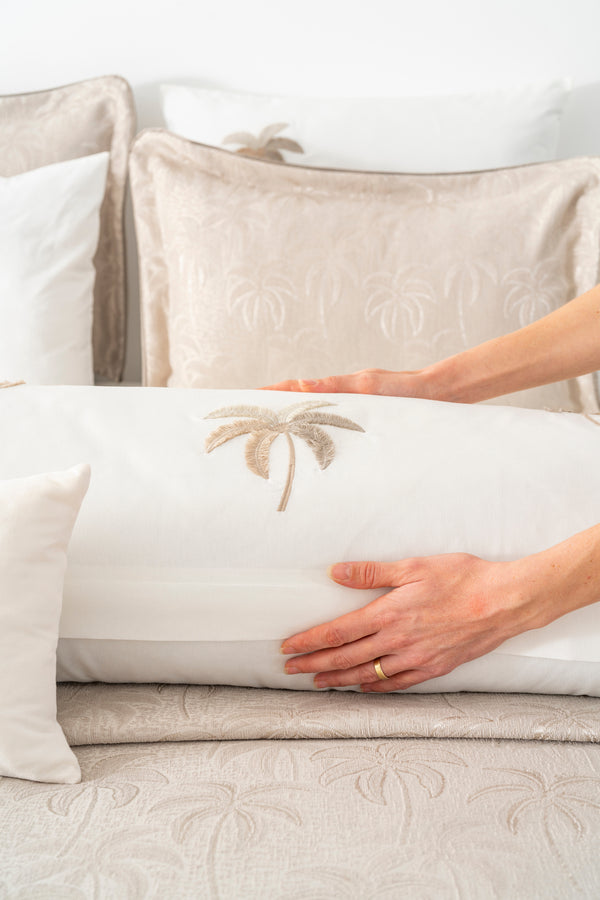 Palmiye Vizon Nakışlı Çift Kişilik Nevresimli Pike Seti - 8 Parça Çeyiz Seti