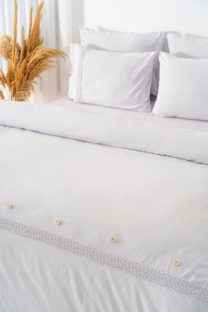 Grace Taş Güpürlü Çift Kişilik %100 Pamuklu Nevresim Seti - 6 Parça Çeyiz Seti