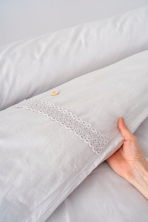 Grace Taş Güpürlü Çift Kişilik %100 Pamuklu Nevresim Seti - 6 Parça Çeyiz Seti