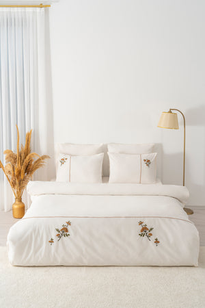 Donna Bej Nakışlı Çift Kişilik Pamuklu Nevresim Seti - 6 Parça Çeyiz Seti